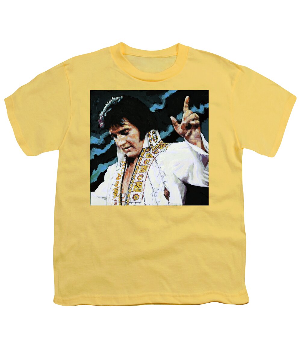Elvis Presley Youth T-Shirt featuring the painting Elvis - How Great Thou Art by John Lautermilch