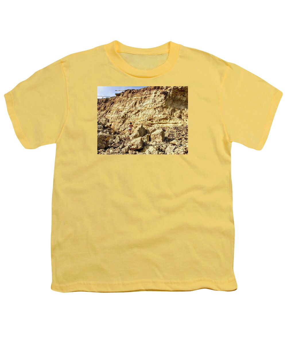 Cliff Youth T-Shirt featuring the photograph Eroding Graffiti Cliff 2 by Leah McPhail