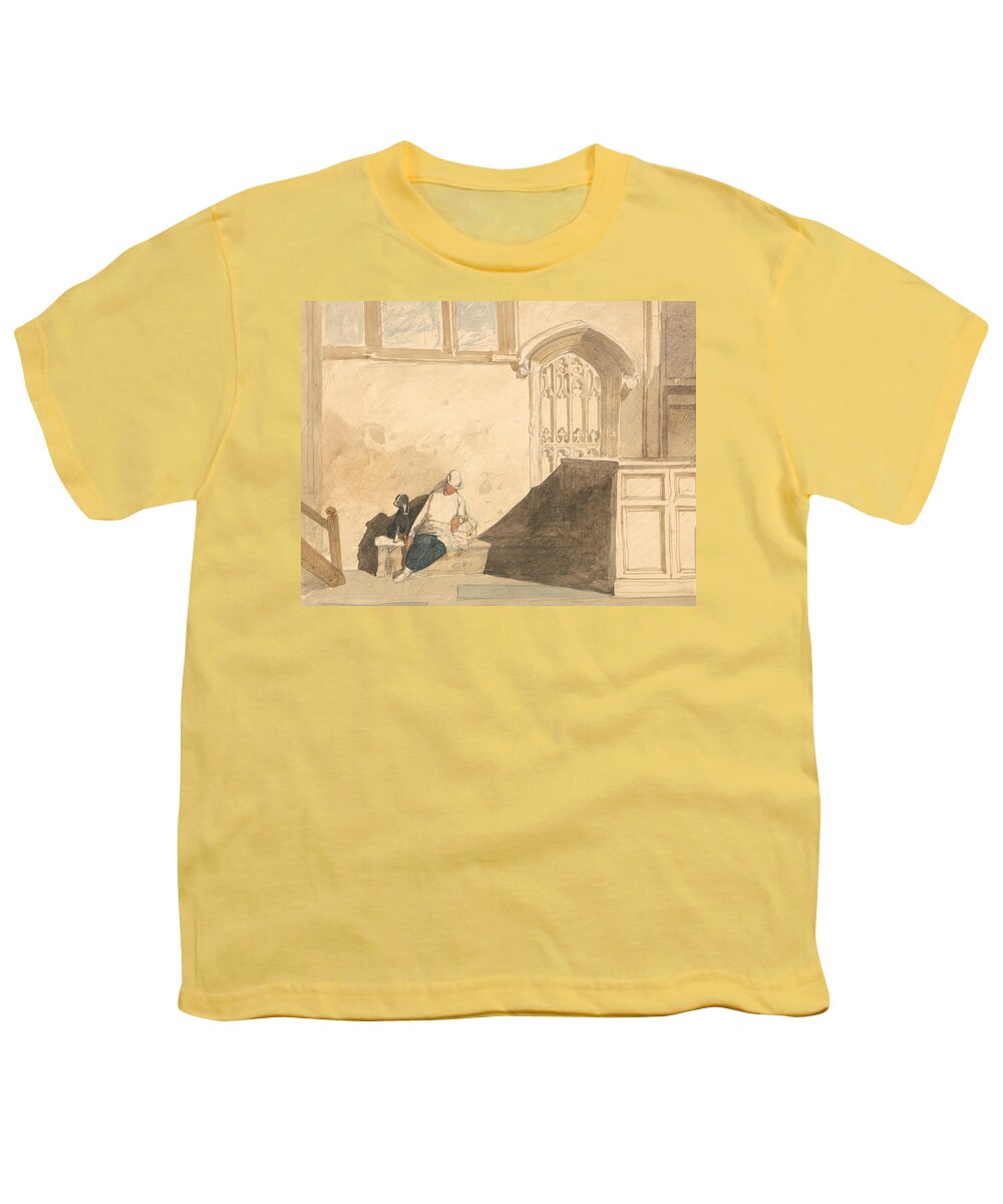 John Sell Cotman Youth T-Shirt featuring the painting Errand Boy Asleep in a Church by John Sell Cotman