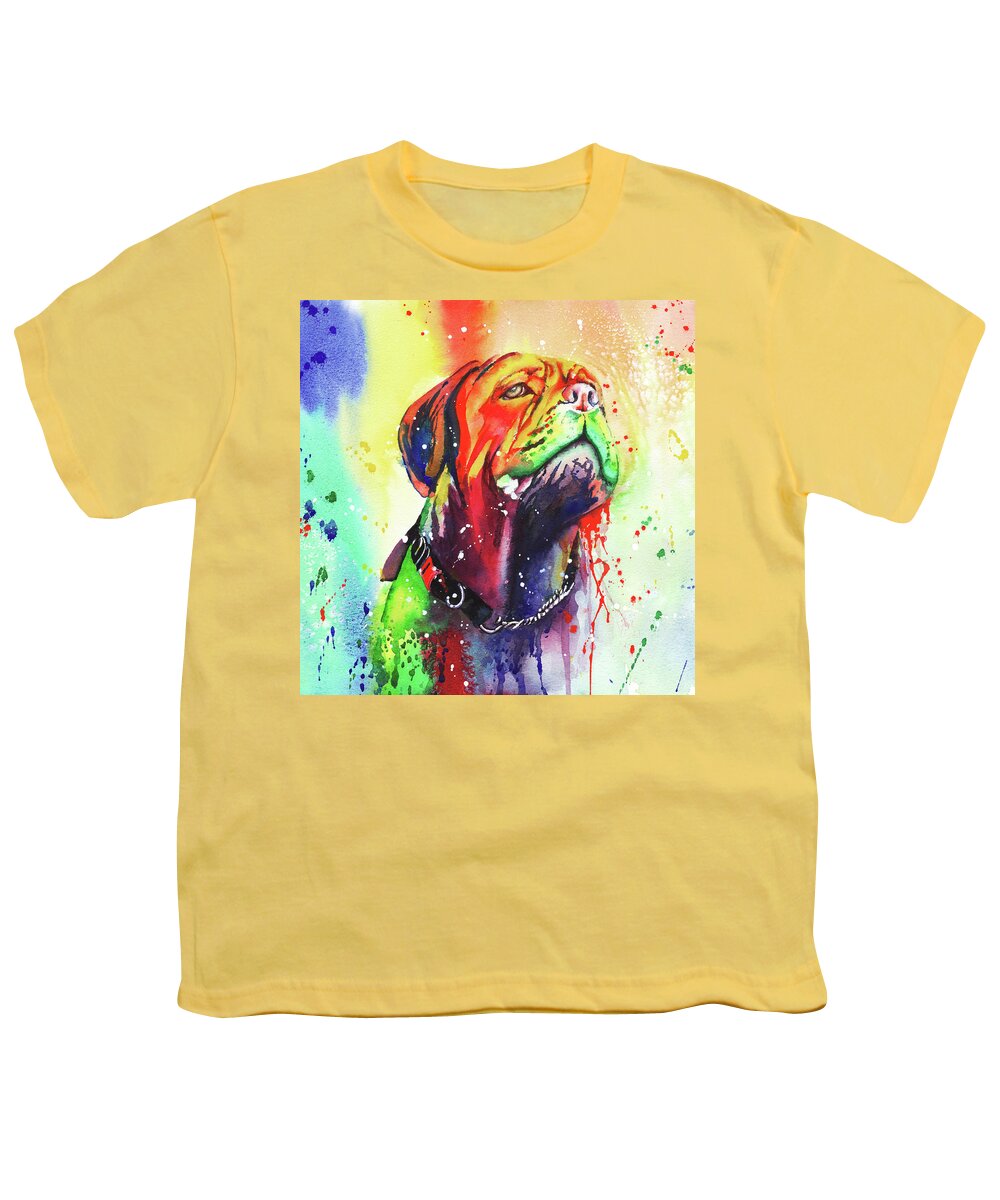 Dog Youth T-Shirt featuring the painting French Mastiff by Peter Williams