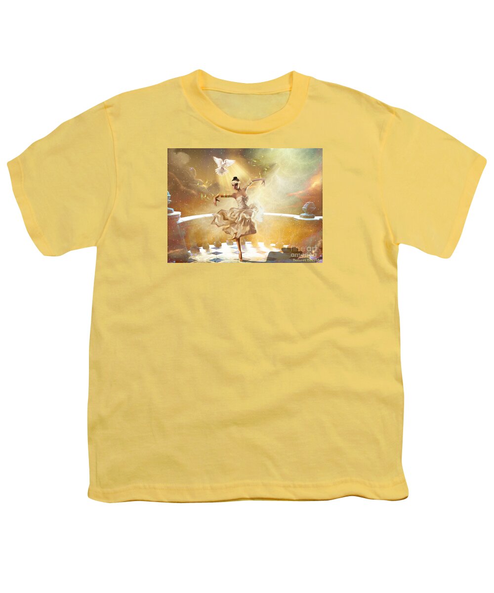 Holy Spirit Dance Youth T-Shirt featuring the digital art Golden Moments by Dolores Develde