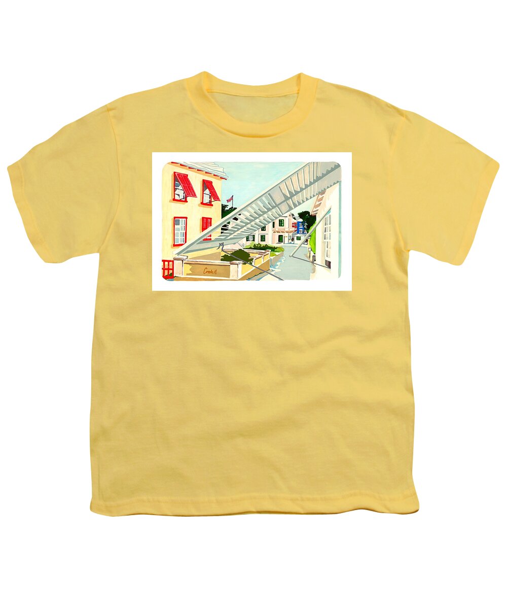 Historic Island Architecture Youth T-Shirt featuring the painting Historic St George's Town - Bermuda by Joan Cordell