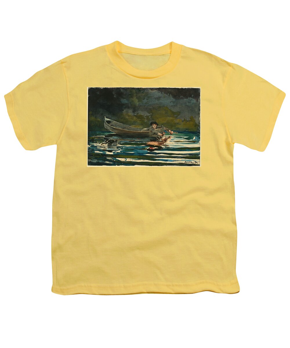Winslow Homer Youth T-Shirt featuring the drawing Hound and Hunter. Sketch by Winslow Homer