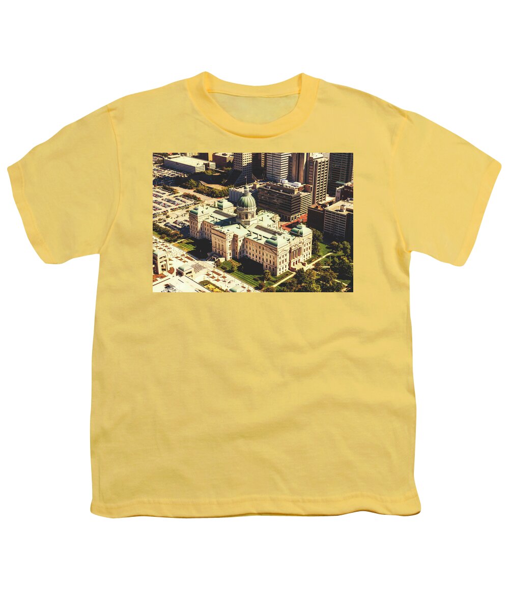 Indianapolis Youth T-Shirt featuring the photograph Indiana Statehouse - Indianapolis by Mountain Dreams