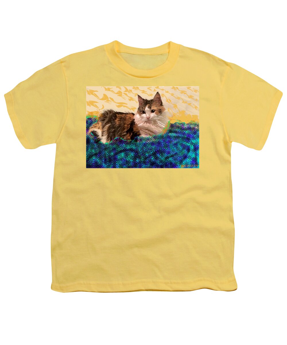 Cat Youth T-Shirt featuring the painting Jooniper by Angela Weddle