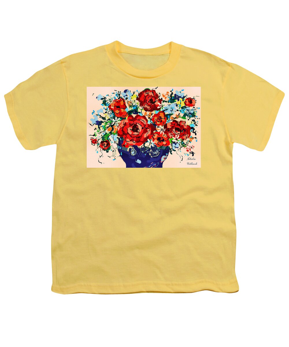 Flowers Youth T-Shirt featuring the mixed media Joyful Delight by Natalie Holland