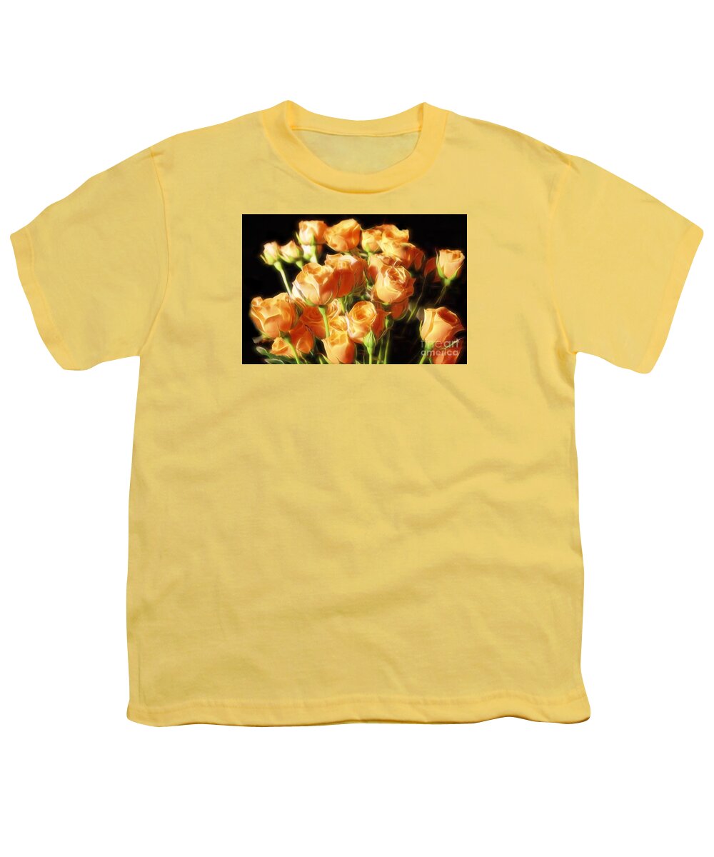 Floral Youth T-Shirt featuring the photograph Liquid Golden Roses by Linda Phelps