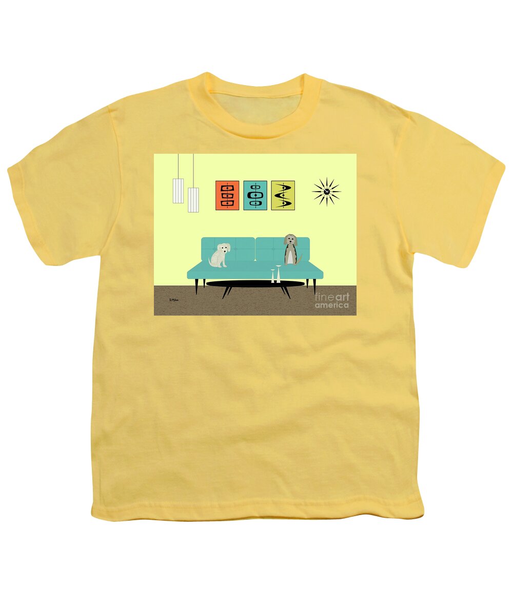 Mid Century Modern Dog Youth T-Shirt featuring the digital art Mid Century Modern Dogs 2 by Donna Mibus