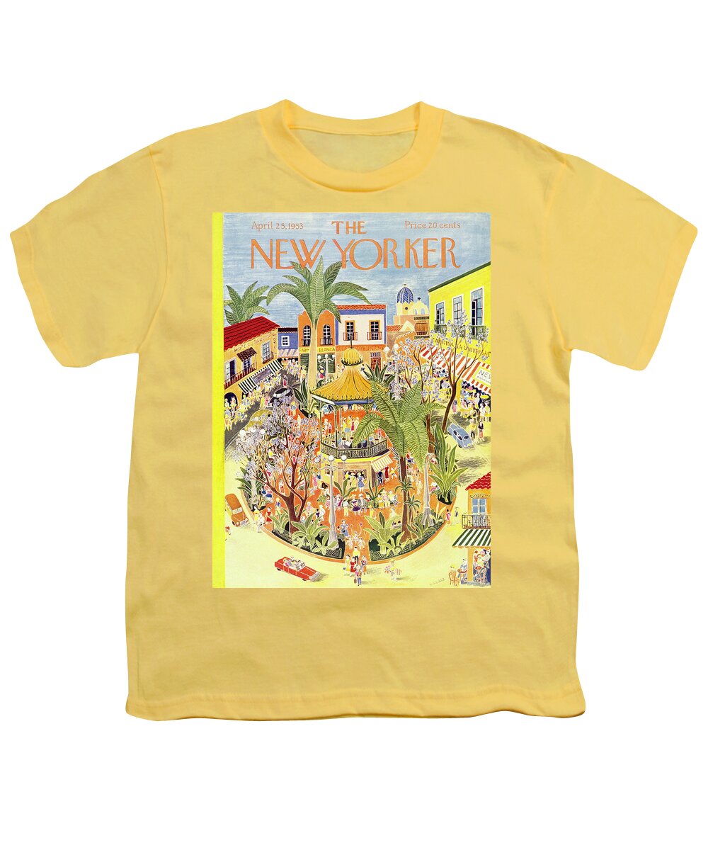 Tropical Youth T-Shirt featuring the painting New Yorker April 25 1953 by Ilonka Karasz