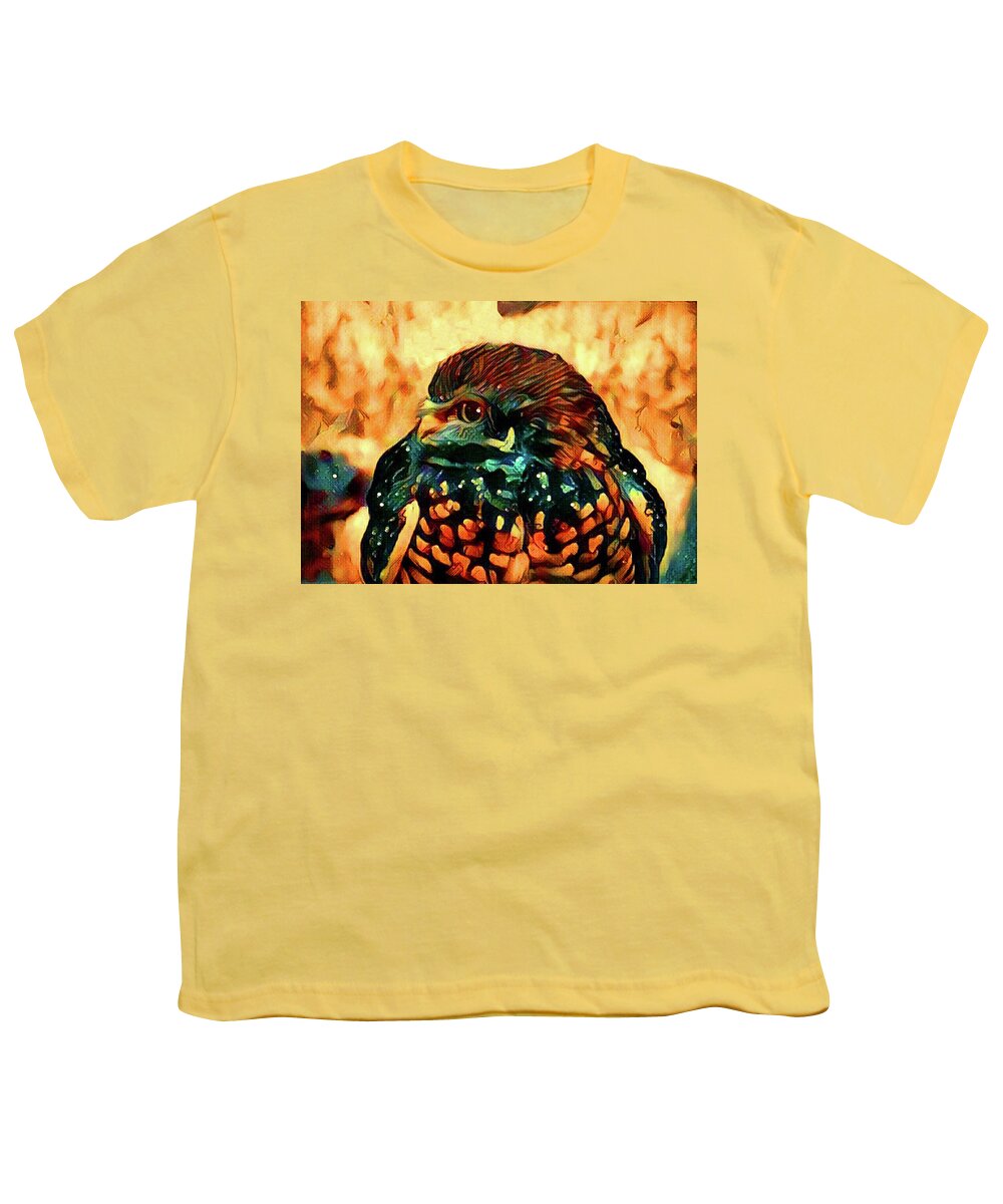 Burrowing Owl Youth T-Shirt featuring the digital art Painted Burrowing Owl by Kathy Kelly