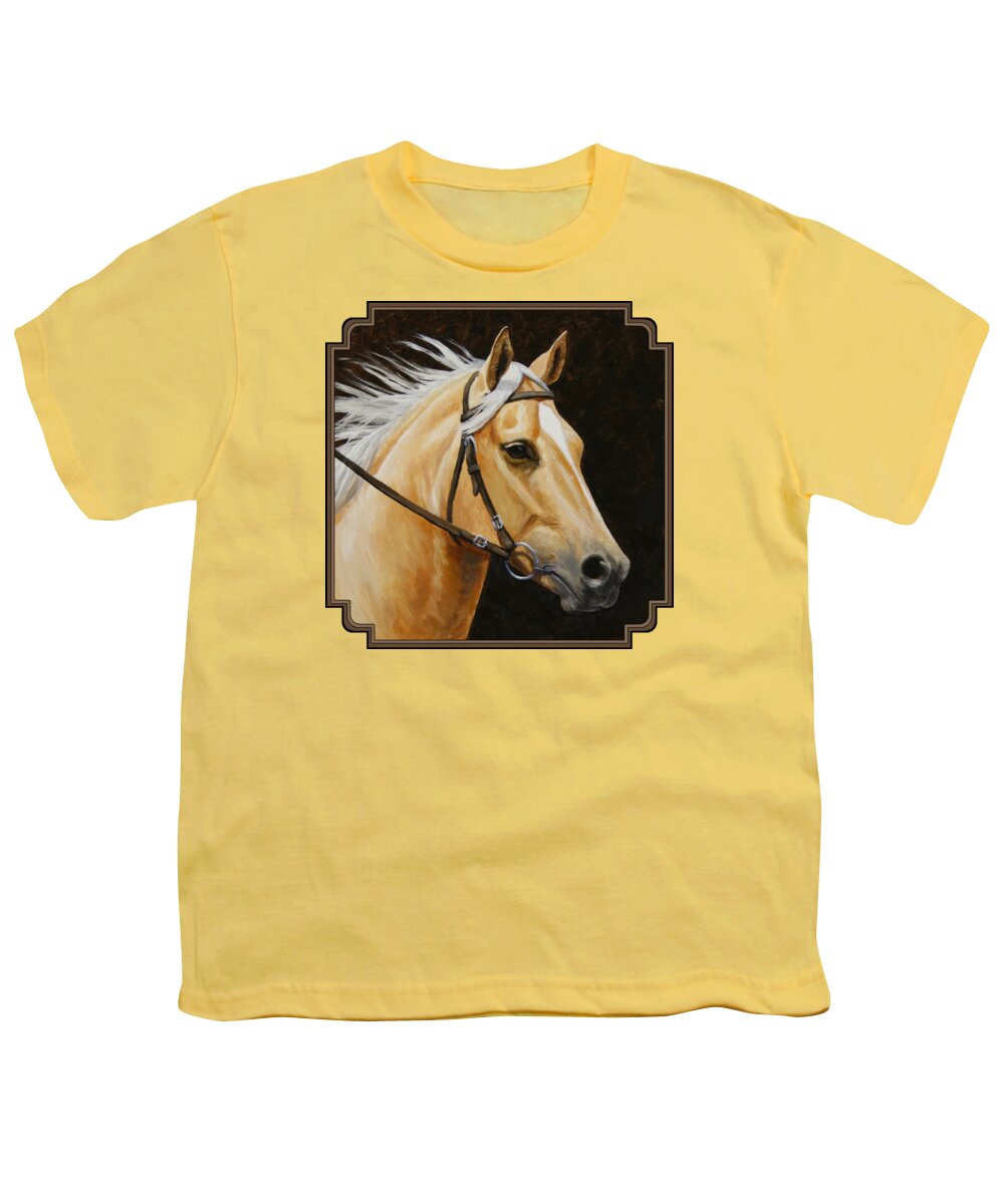 Horse Youth T-Shirt featuring the painting Palomino Horse Portrait by Crista Forest