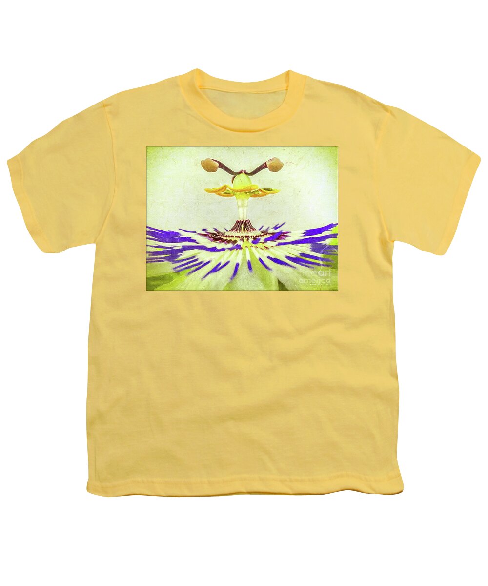 Mona Stut Youth T-Shirt featuring the digital art Passion Flower Closeup by Mona Stut