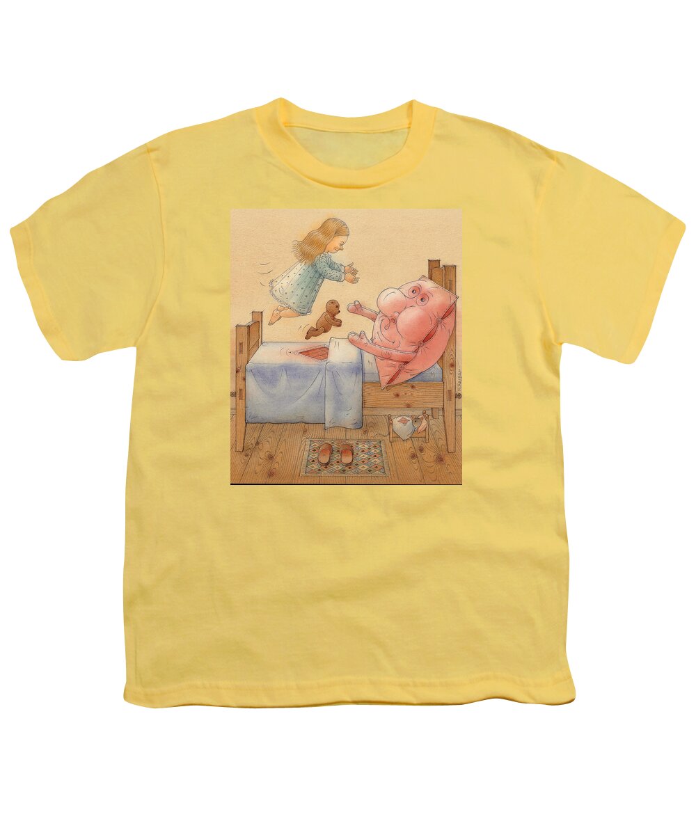 Pillow Sleep Dream Night Bedroom Children Girl Teddy Youth T-Shirt featuring the painting Pillow by Kestutis Kasparavicius