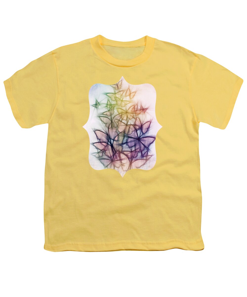  Angel Youth T-Shirt featuring the digital art Rainbow Butterfly Flutterings by Alondra Hanley