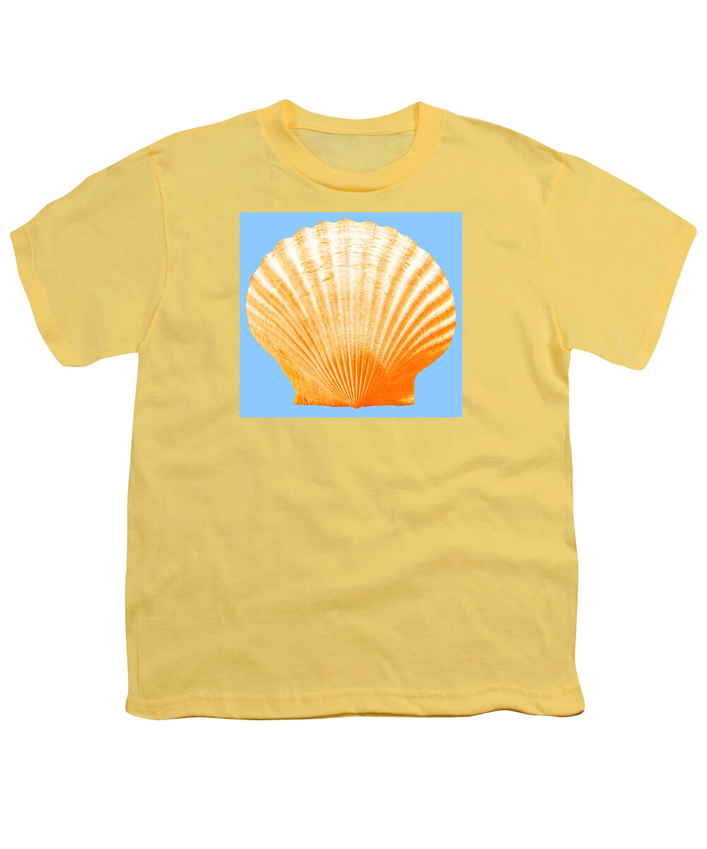 Sea Youth T-Shirt featuring the photograph Sea Shell-Orange-blue by WAZgriffin Digital
