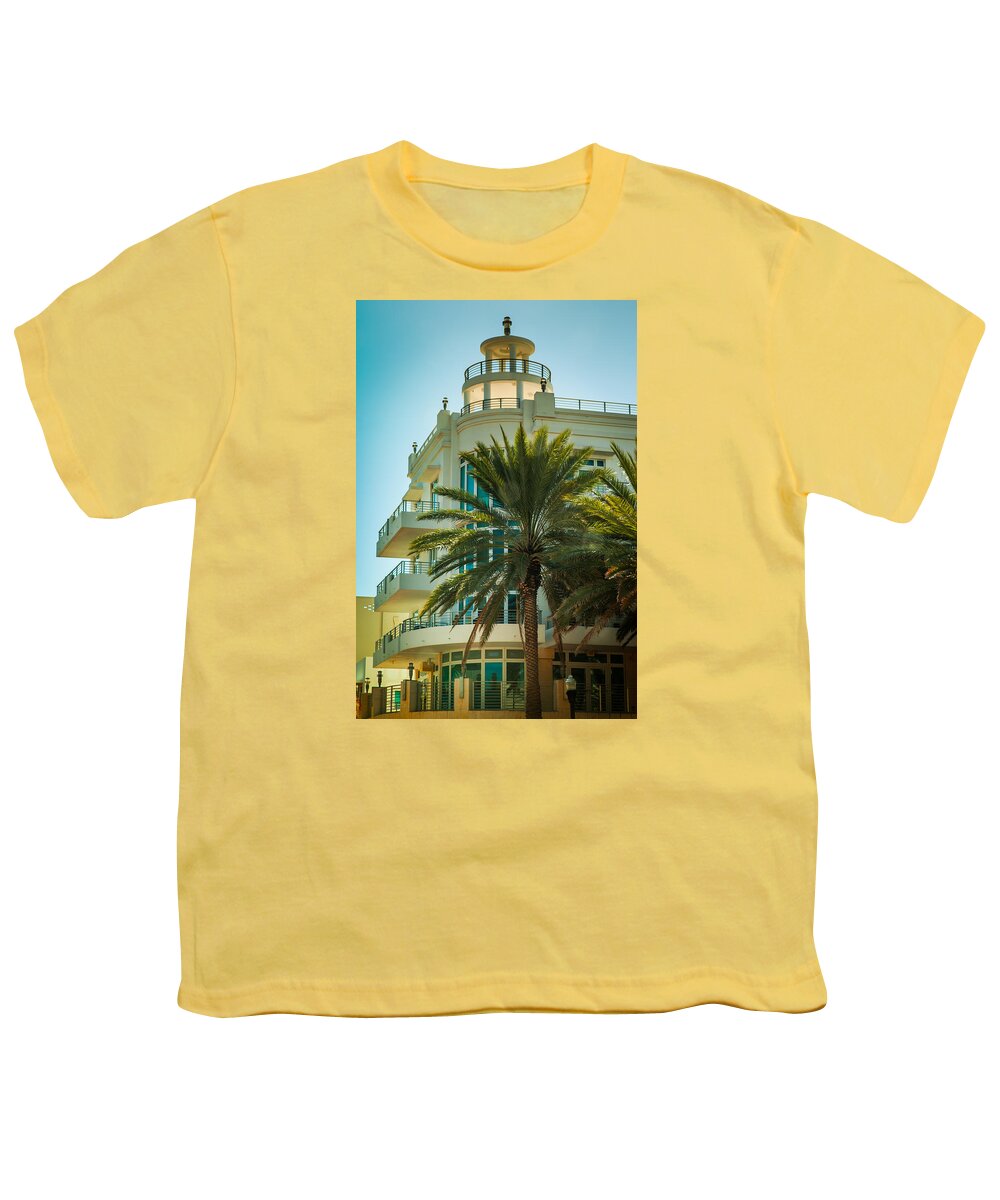 Art Deco Architecture Youth T-Shirt featuring the photograph South Beach Vibes by Karen Wiles