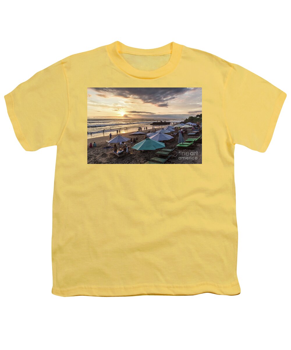 Canggu Youth T-Shirt featuring the photograph Sunset over Canggu beach in Bali by Didier Marti