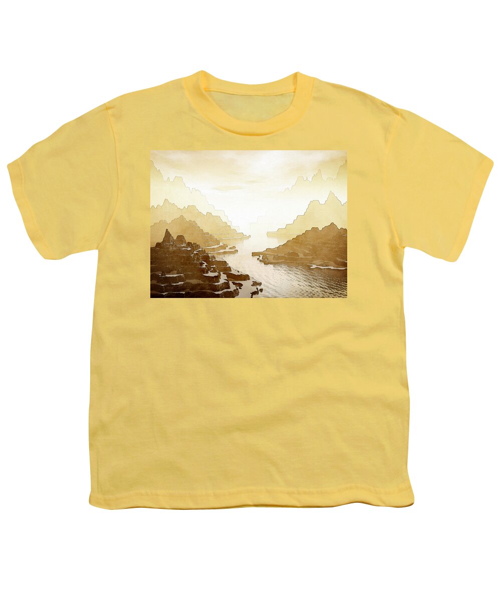 Digital Art Youth T-Shirt featuring the digital art Terraced Fantasy Landscape by Phil Perkins