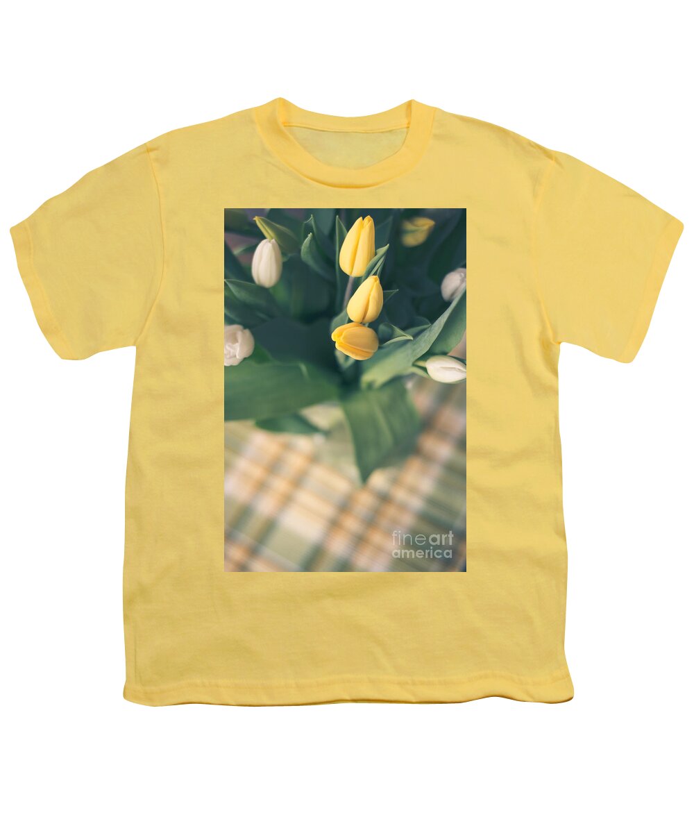 Cheryl Baxter Photography Youth T-Shirt featuring the photograph Tulips and Plaid by Cheryl Baxter