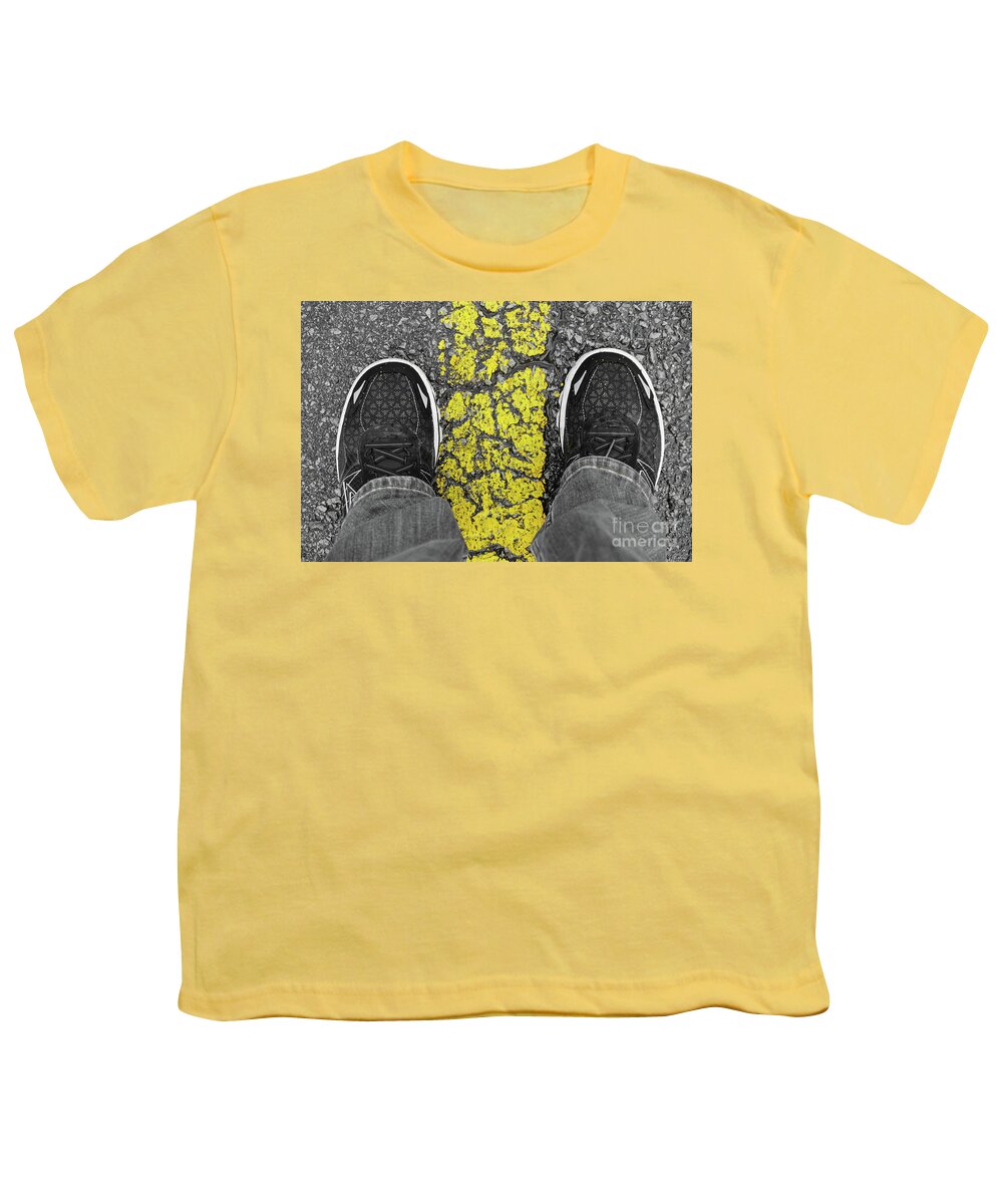 Feet Youth T-Shirt featuring the photograph Walk The Line by Jennifer White