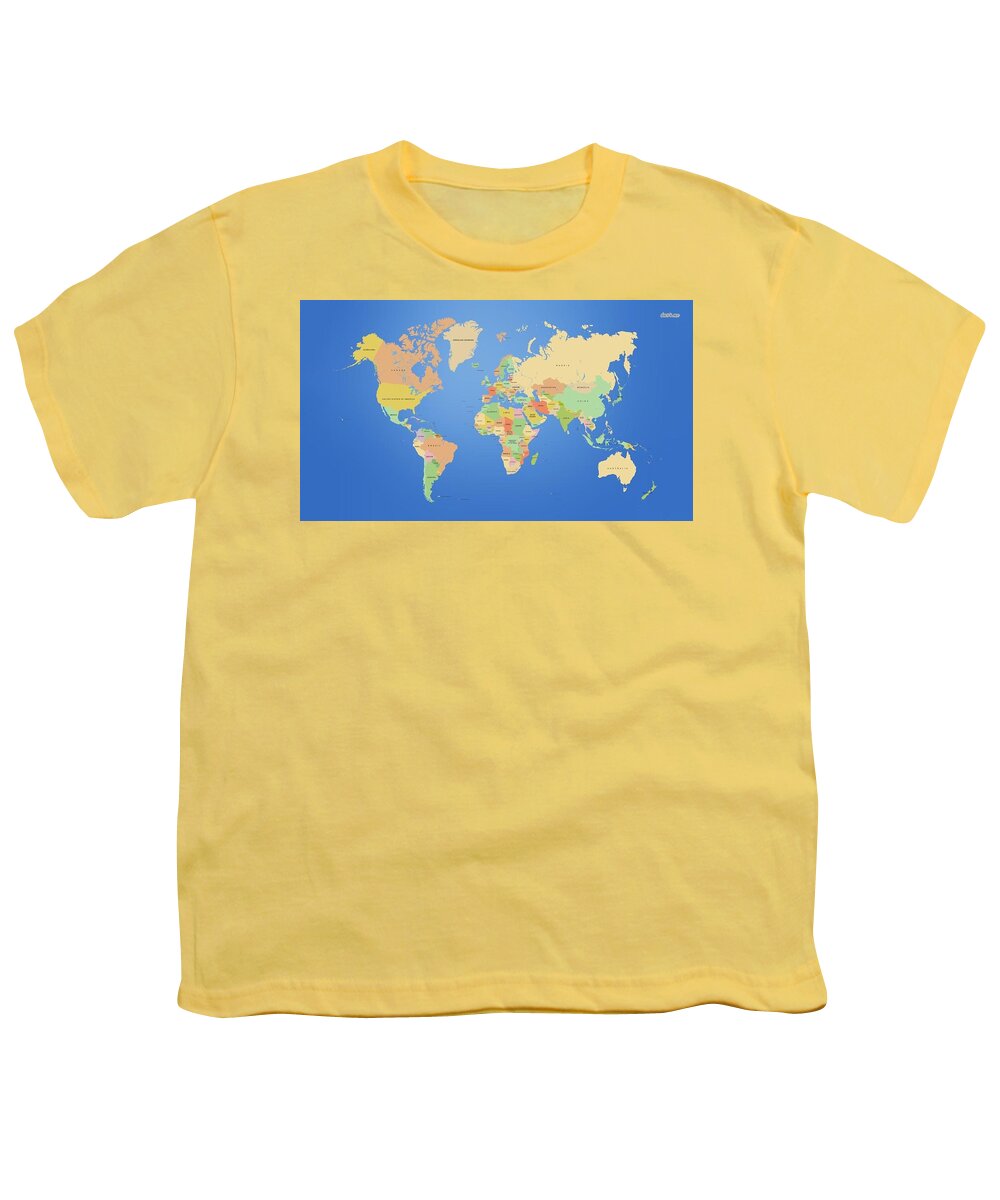 World Map Youth T-Shirt featuring the digital art World Map by Maye Loeser