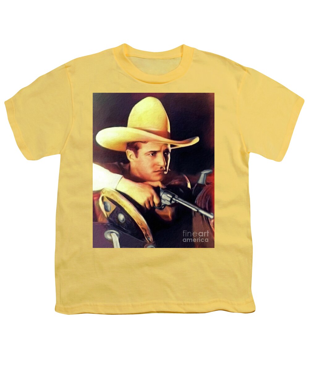 Tom Youth T-Shirt featuring the painting Tom Mix, Vintage Actor #1 by Esoterica Art Agency
