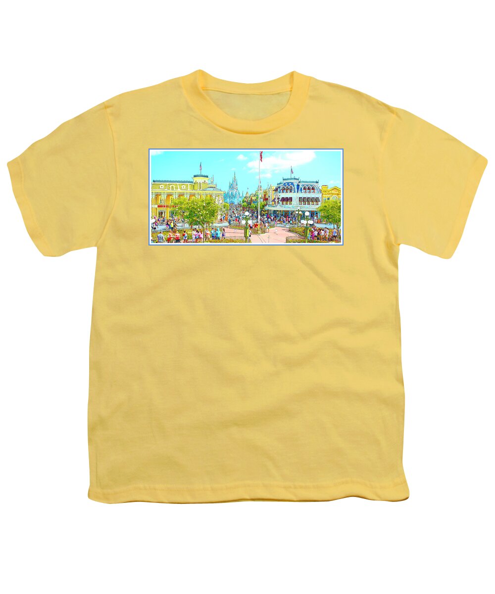 Main Street Usa Youth T-Shirt featuring the digital art Main Street USA Walt Disney World #5 by A Macarthur Gurmankin