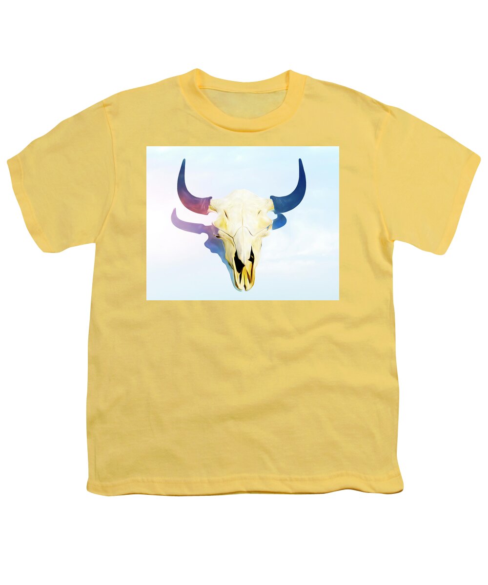 Kansas Youth T-Shirt featuring the photograph Bison Skull 007 by Rob Graham
