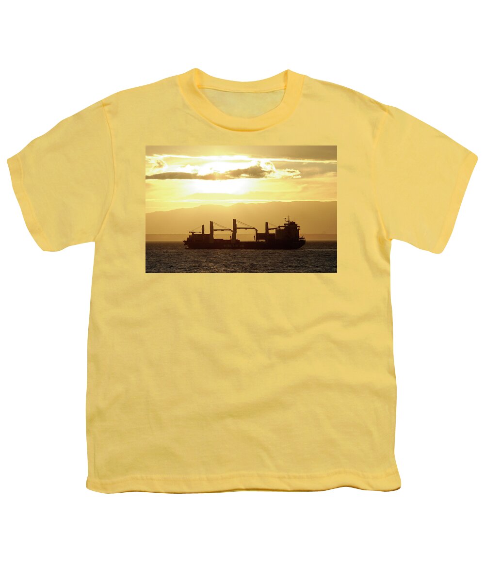 Goodbye Youth T-Shirt featuring the photograph Goodbye, Tauranga -- AAL Brisbane Cargo Ship near Tauranga, New Zealand by Darin Volpe