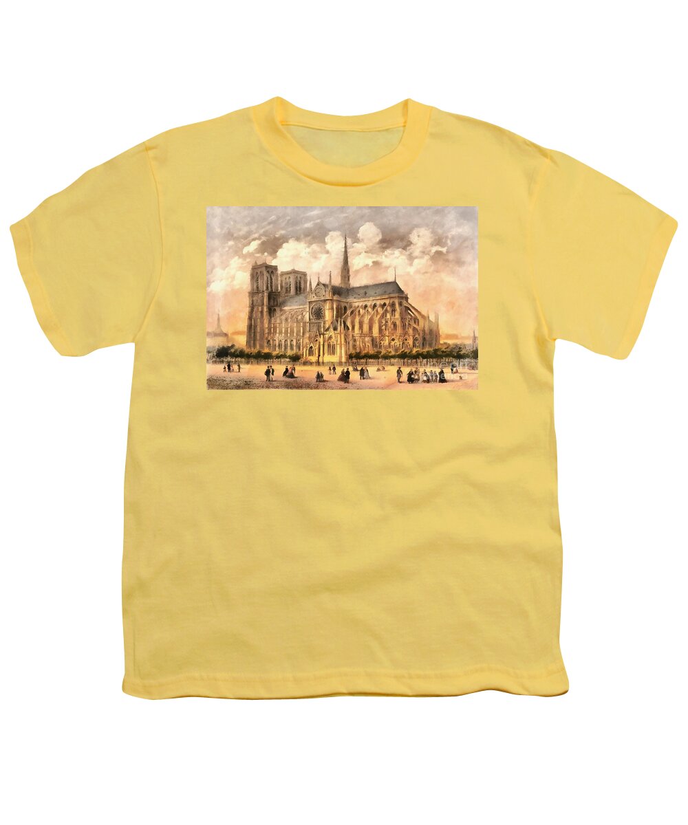 Paris Youth T-Shirt featuring the photograph Paris Notre Dame Cathedral France by Edward Fielding