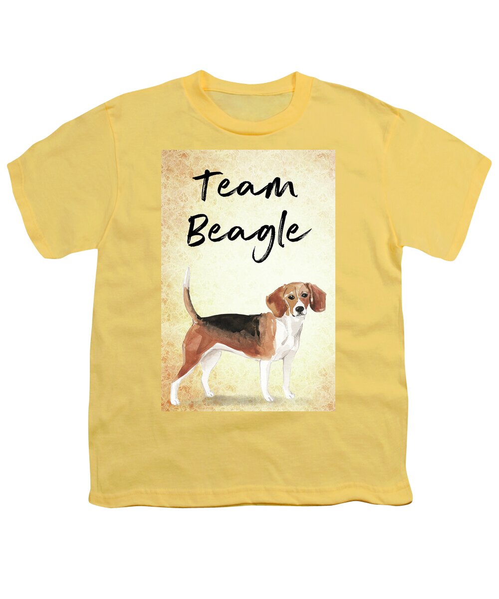 Beagle Youth T-Shirt featuring the painting Team Beagle cute Art for Dog lovers by Matthias Hauser