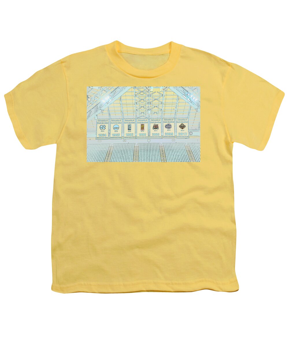 Dean E. Smith Center Youth T-Shirt featuring the photograph UNC Basketball by Minnie Gallman
