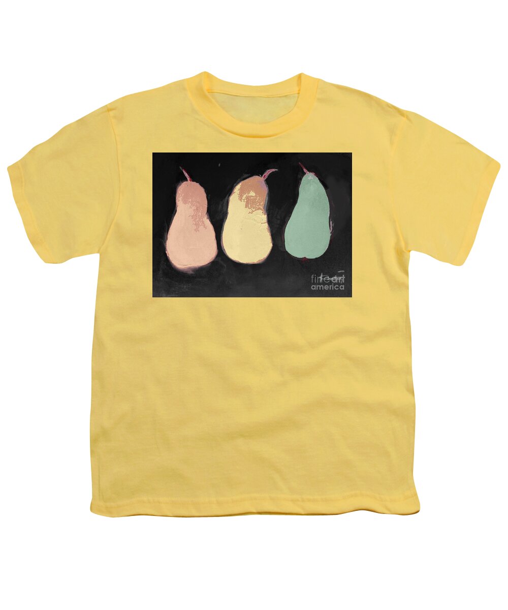 Pears Youth T-Shirt featuring the mixed media 3 Season Pears - abstract painting by Vesna Antic by Vesna Antic