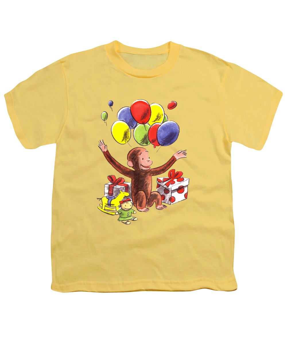 Curious George Youth T-Shirt featuring the drawing Curious George #8 by Curious George