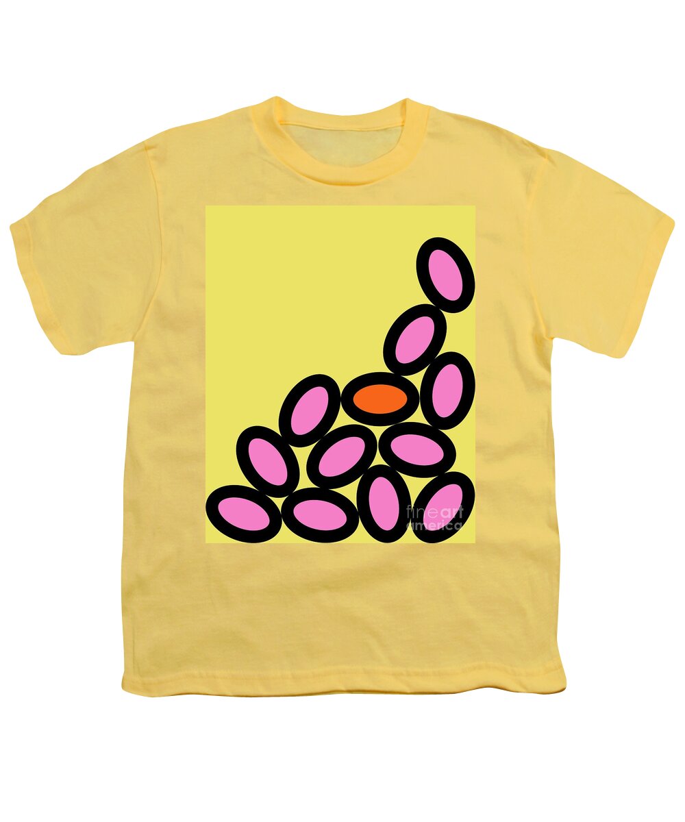 Abstract Youth T-Shirt featuring the digital art Abstract Ovals on Yellow by Donna Mibus