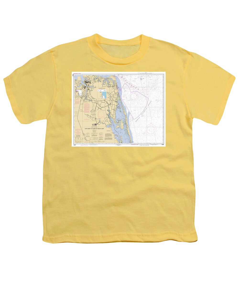 Cape Henry To Currituck Beach Light Youth T-Shirt featuring the digital art Cape Henry to Currituck Beach Light, NOAA Chart 12207 by Nautical Chartworks