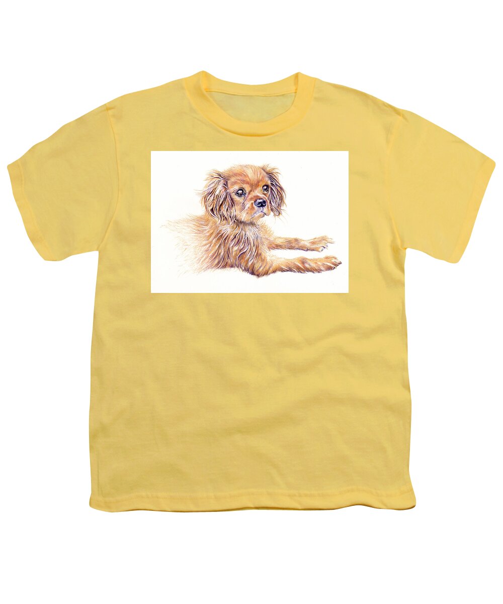 Dog Youth T-Shirt featuring the painting Cavalier King Charles Dog by Debra Hall