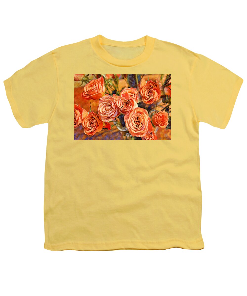 Rose Youth T-Shirt featuring the digital art Old World Roses Digital Graphic Bouquet by Gaby Ethington