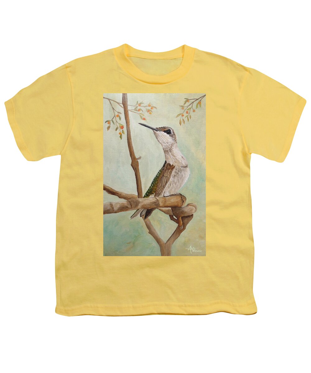 Hummingbird Youth T-Shirt featuring the painting Oui, C'est Moi by Angeles M Pomata