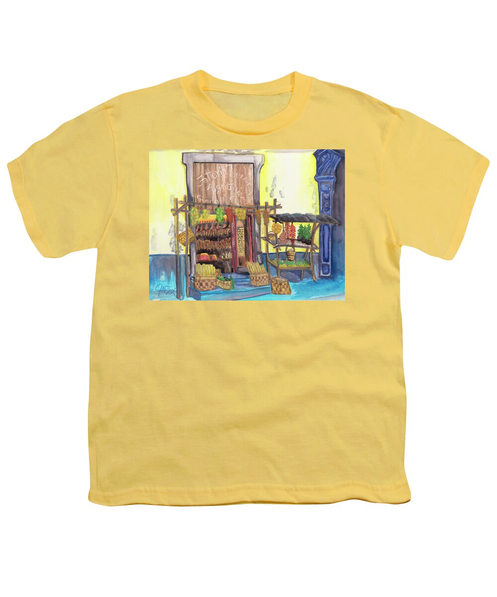 Art Youth T-Shirt featuring the painting Italian Agritourism Market by The GYPSY