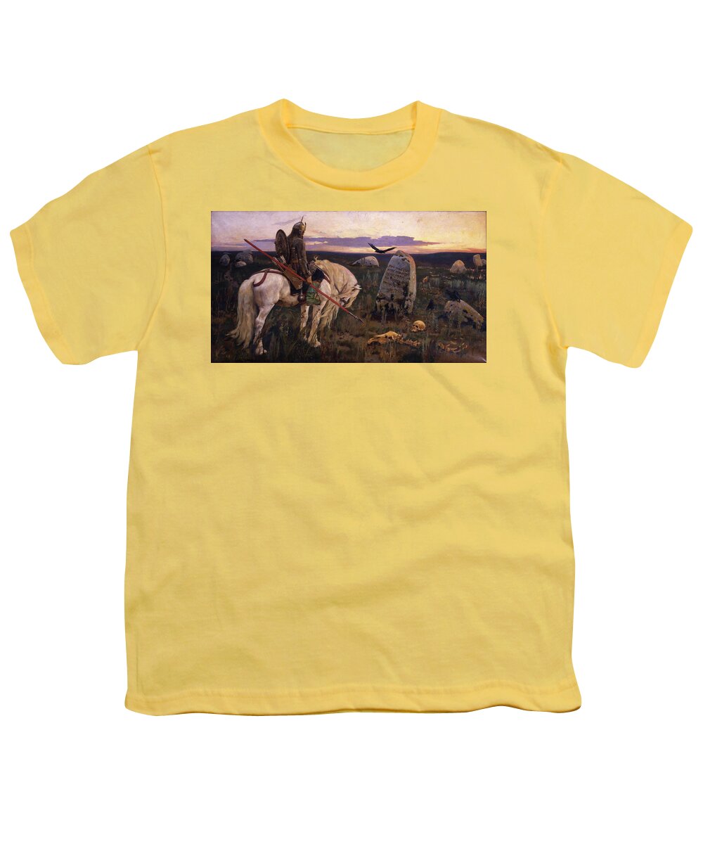 Knight Youth T-Shirt featuring the painting Knight at the Crosscroads by Viktor Mikhailovich Vasnetsov