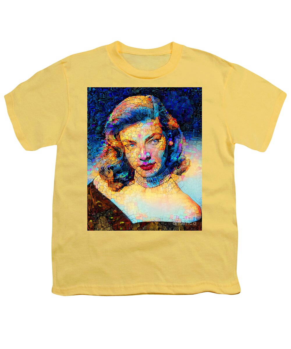 Wingsdomain Youth T-Shirt featuring the photograph Lauren Bacall in Contemporary Modern Art 20211205 by Wingsdomain Art and Photography