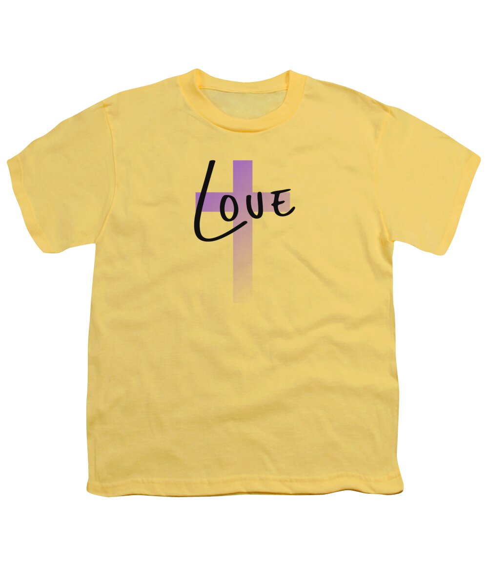 Lavender Easter Cross Youth T-Shirt featuring the digital art Lavender Easter Cross - Love by Bob Pardue