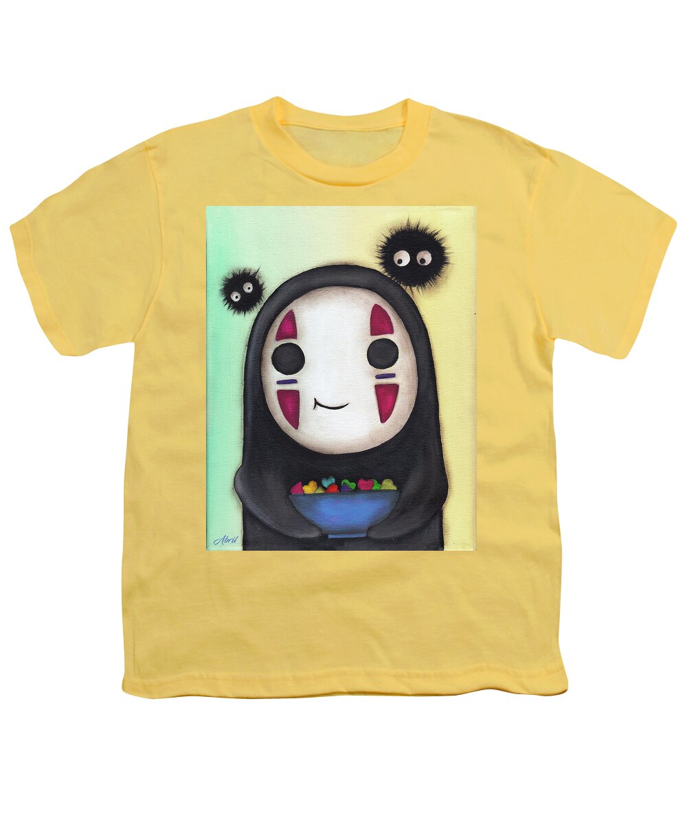 No Face Youth T-Shirt featuring the painting No Face Offering by Abril Andrade