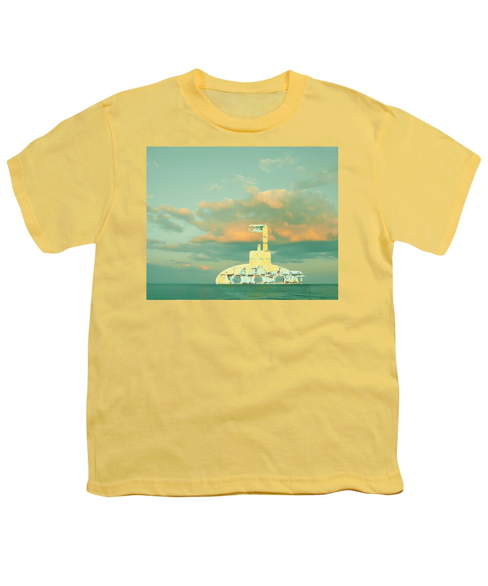 Yellow Youth T-Shirt featuring the digital art Quirky Yellow Submarine Surise by Marianne Campolongo