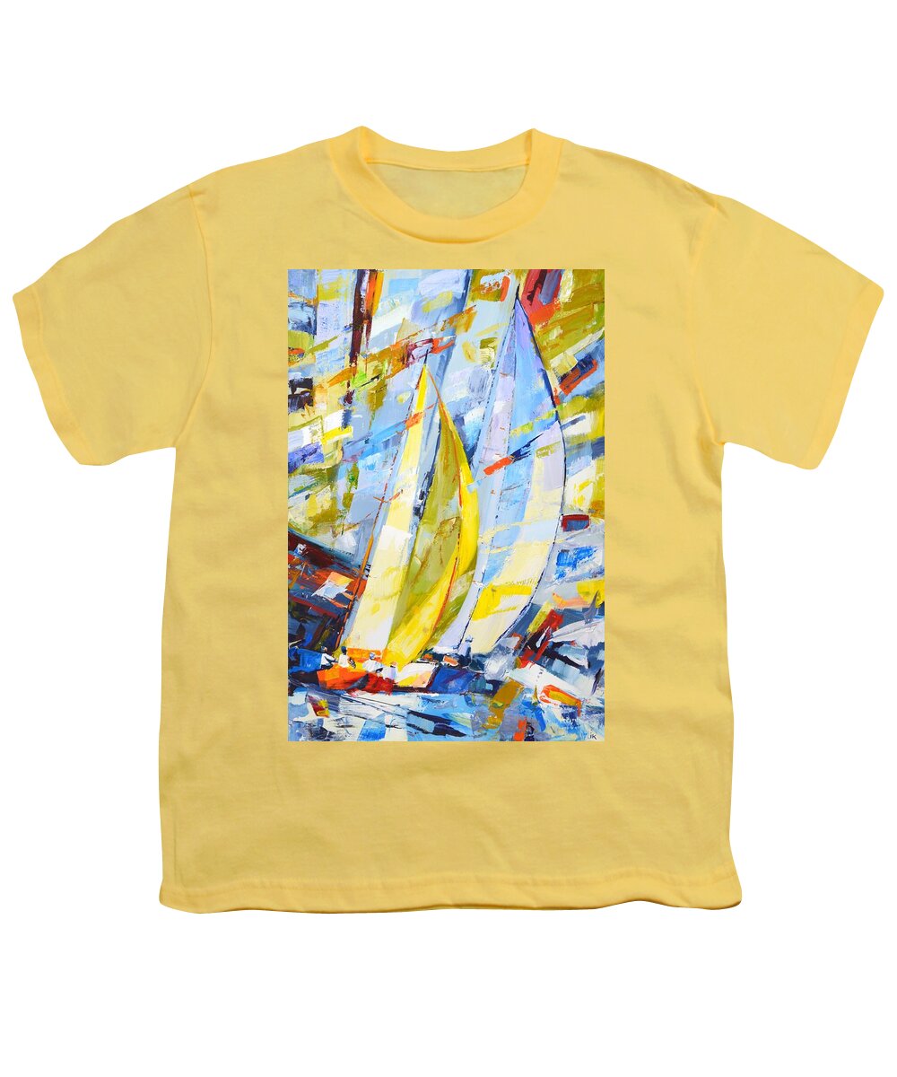 Sailboats Youth T-Shirt featuring the painting Regatta 35. by Iryna Kastsova