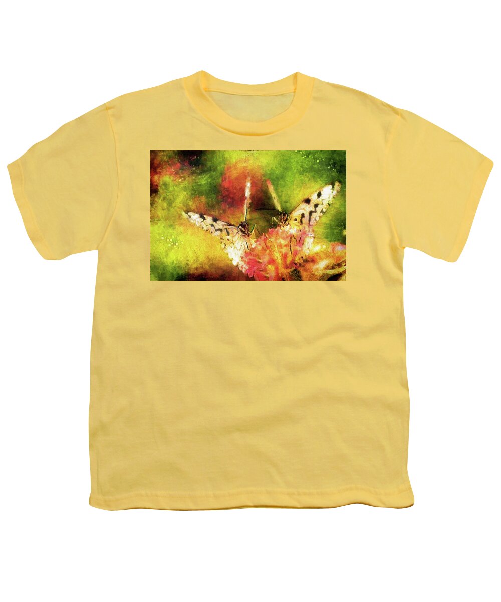 Romantic Butterfly Rendezvous Youth T-Shirt featuring the digital art Romantic Butterfly Rendezvous by Susan Maxwell Schmidt