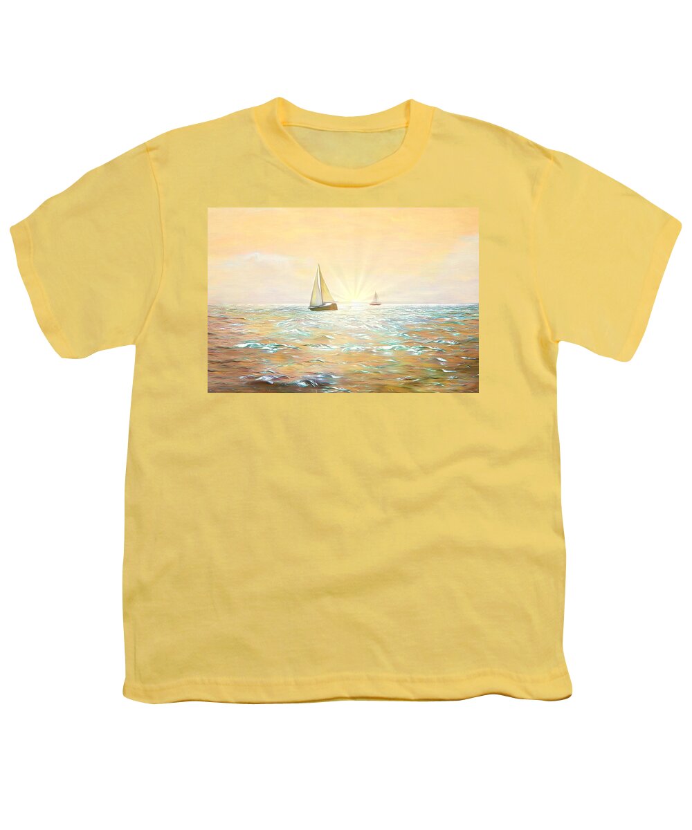 Sailing Youth T-Shirt featuring the digital art Sailing at Daybreak by Susan Hope Finley