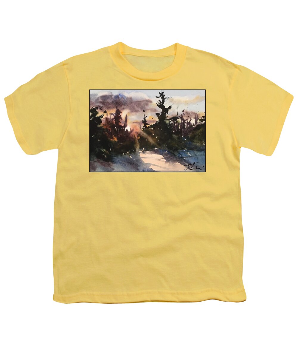 Sunset Youth T-Shirt featuring the painting Setting Light by Judith Levins