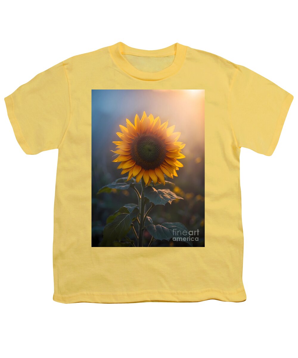 Michelle Meenawong Youth T-Shirt featuring the digital art Soft Light Sunflower by Michelle Meenawong